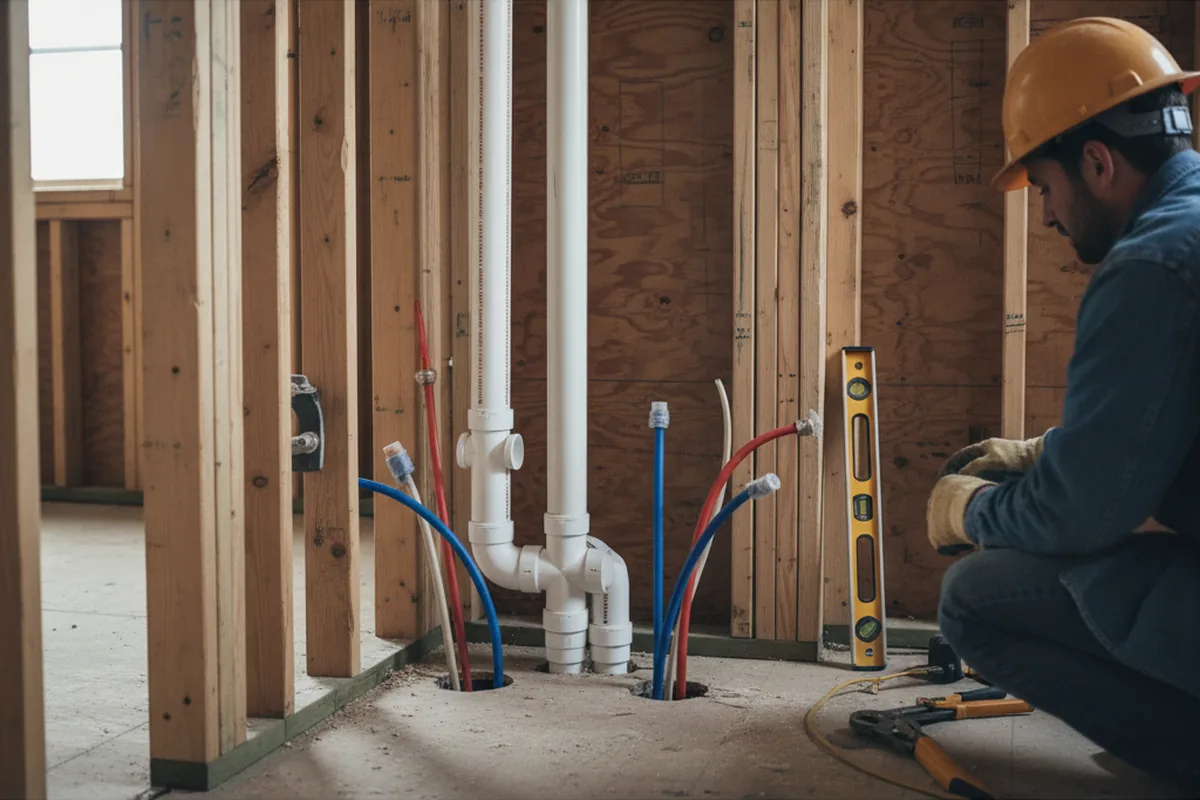 Drain and supply rough-in during Leak Detection in New River